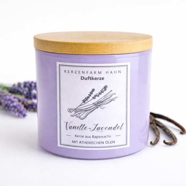 Duftkerze im Trendglas, Vanille-Lavendel