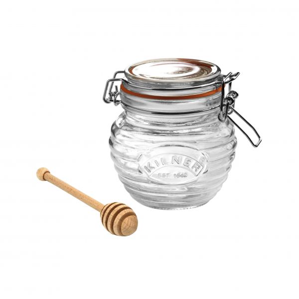 Honigglas mit Bügelverschluß und Honiglöffel, 400 ml