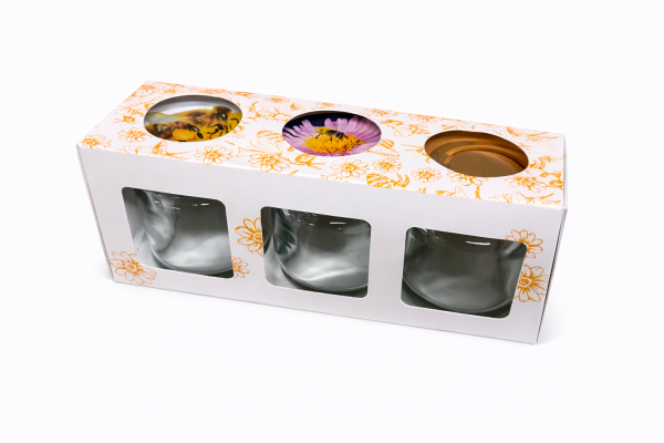 beekeepers Geschenkkarton für 3 x 50 g Gläser- weiß-orange