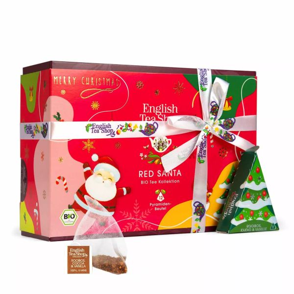 English Tea Shop - Teegeschenk mit Schleife "Red Santa Christmas", BIO