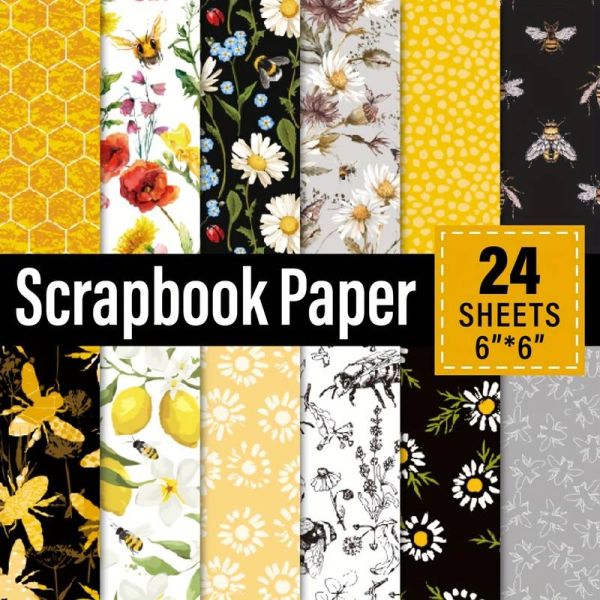 Scrapbook Papier Bienenmotive, 24 Blatt