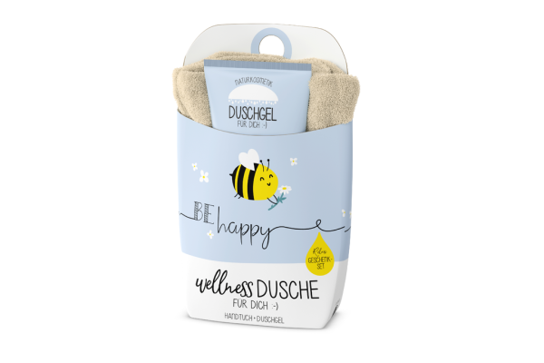 Relax Geschenk-Set Wellness-Dusche "be happy" - Duschgel & Handtuch