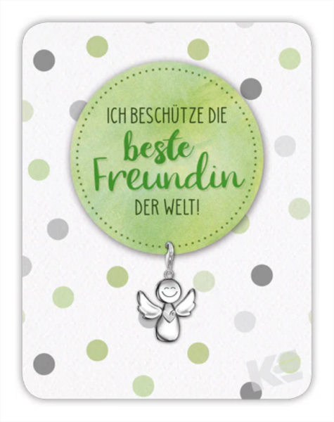 Kärtchen mit Anhänger - Ich beschütze die beste Freundin der Welt !