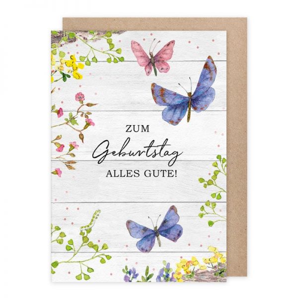Doppelkarte "Blumenwiese mit Schmetterlingen"
