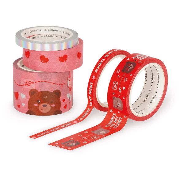 Legami Papierklebebänder Teddy Bear, Set mit 5 Stück