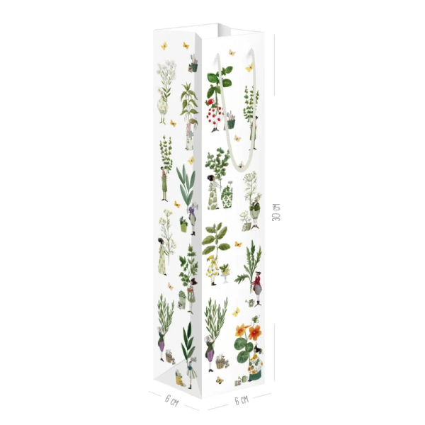 Geschenktüte für schlanke Flaschen "Kräutergarten"