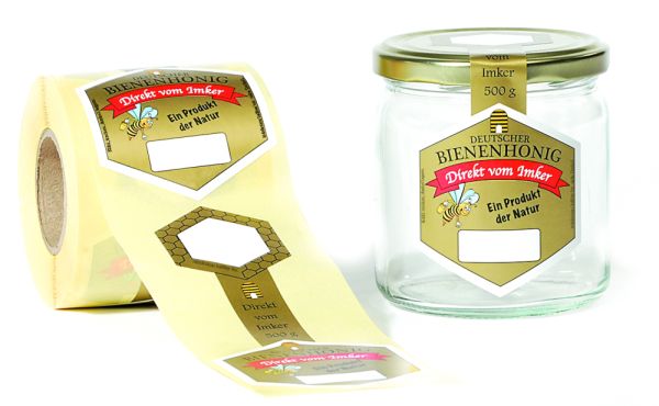 Honig-Etikett gold, 500g, 200 Stück, Deutscher Bienenhonig