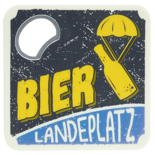 Untersetzer mit Flaschenöffner "Bier Landeplatz"