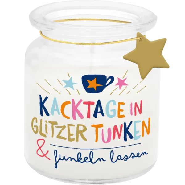 Kerze im Glas " Kacktage in Glitzer tunken & funkeln lassen"