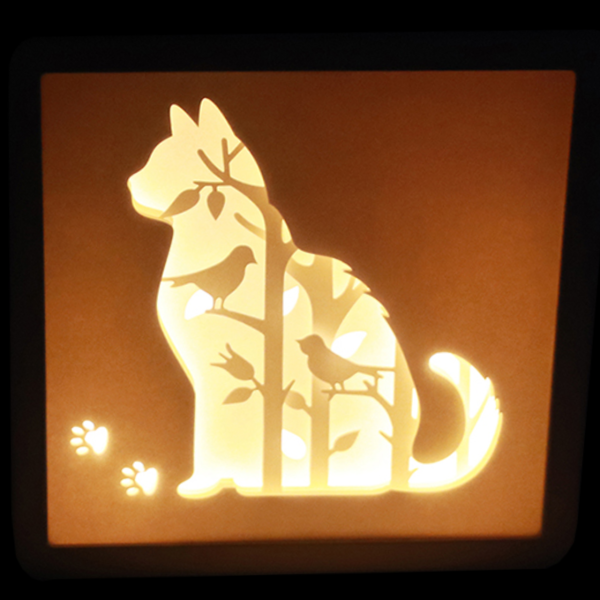 3D Papercut Ligthbox - 3D Papercut SQUARE- Cat