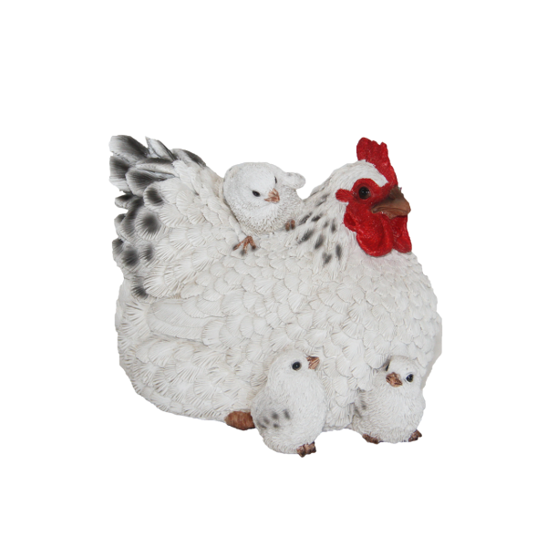 Huhn mit Küken, weiß