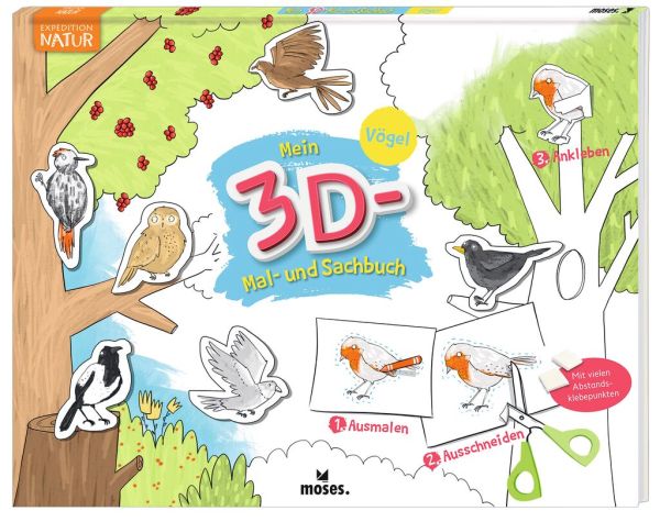 3D Mal- und Sachbuch – Vögel