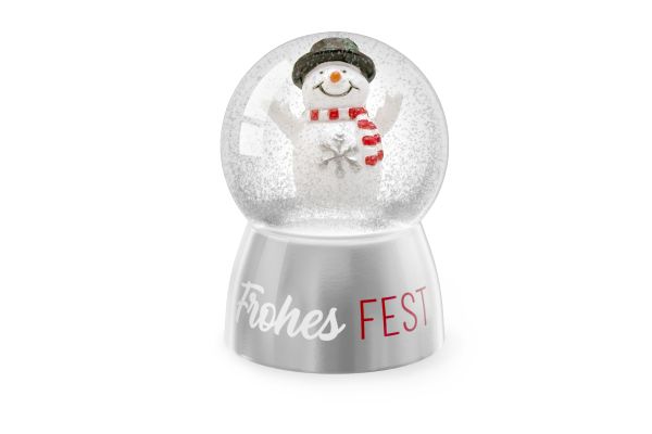 Glitzerkugel Schneemann "Frohes Fest"