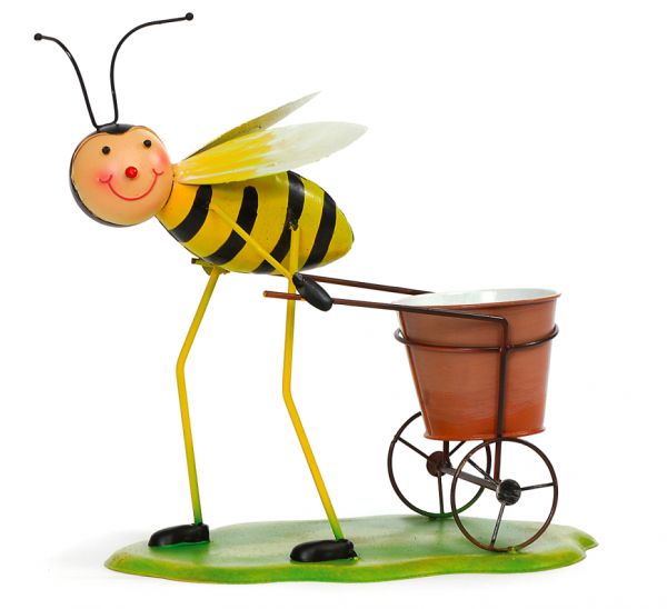 Blumentopf "Biene mit Wägelchen"
