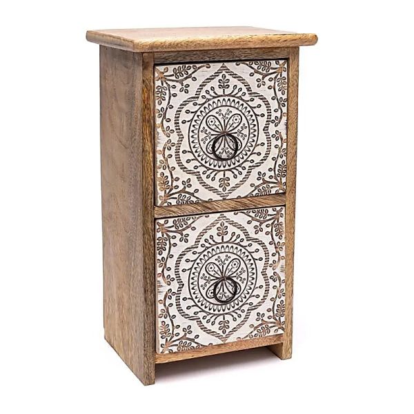 Schränkchen Mandala-Druck, Mangoholz