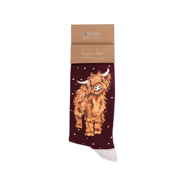 Wrendale Herren-Socken Highland Rind "Highland Cow Christmas", Gr. 41 -46