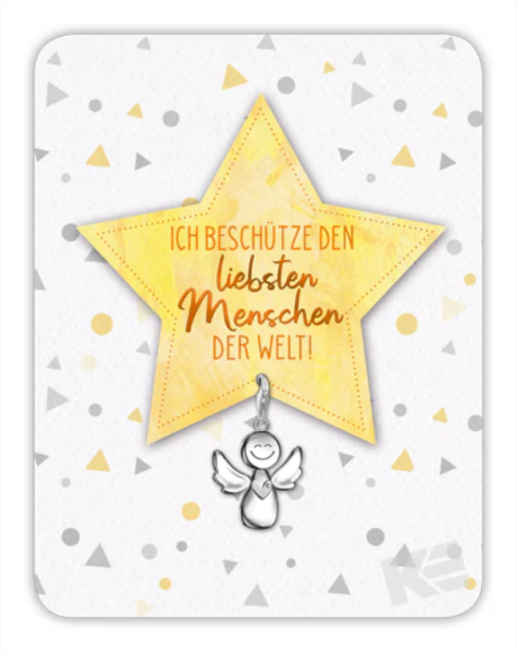 Kärtchen mit Anhänger - Ich beschütze den liebsten Menschen der Welt !