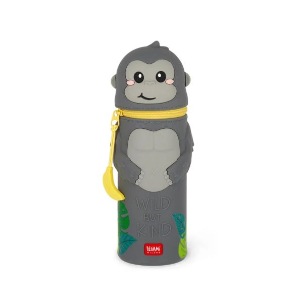 Legami 2-in-1- Federmäppchen aus weichem Silikon- Kawaii - Gorilla