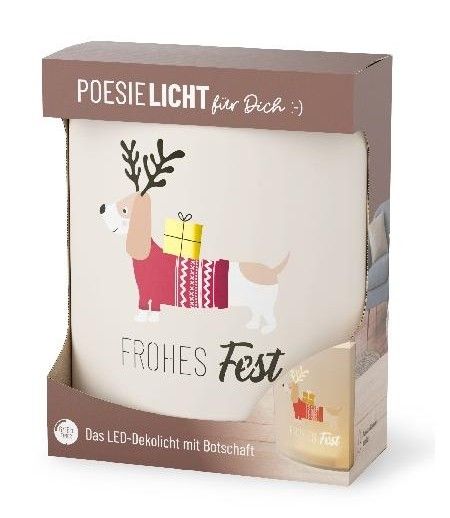 Poesielicht Happy Xmas - Dackel "Frohes Fest"
