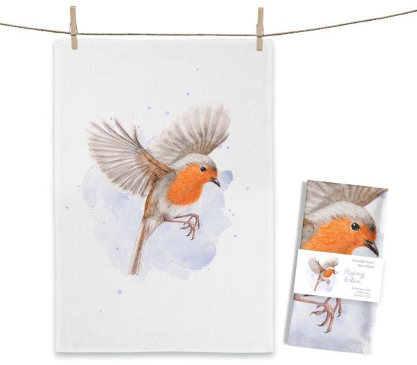 MALUU Geschirrtuch Flying Robin