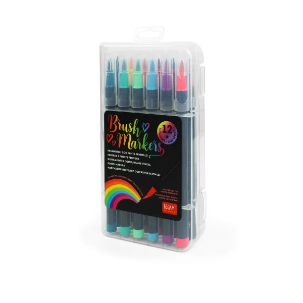 Legami Set mit 12 Pinselstiften - Brush Markers - leuchtende Farben