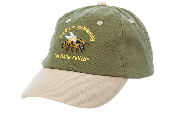 Imkermütze grün, beiger Schirm