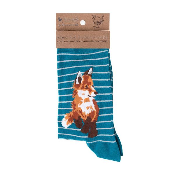 Wrendale Damen-Socken Fuchs - "Born to be Wild" blue, Gr. 37 - 42