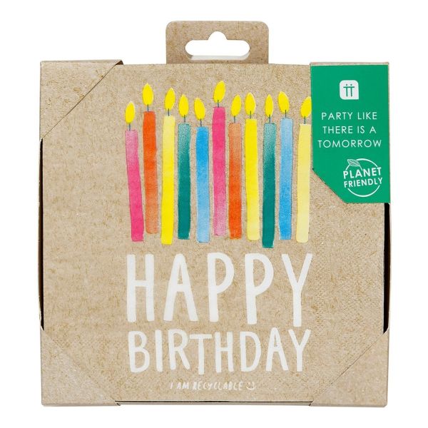 Papierservietten "Happy Birthday Kerzen", plastikfrei verpackt