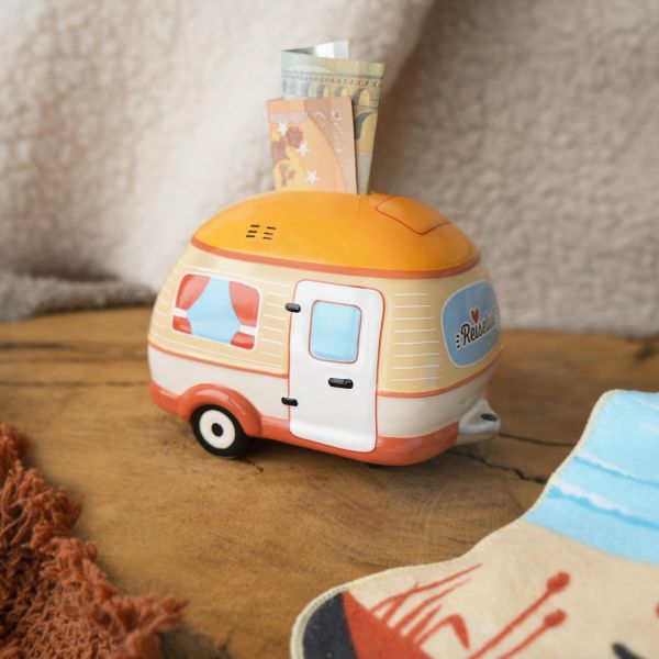 Spardose "Camping Meer"