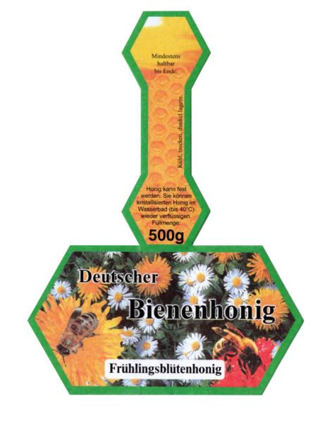 Honig-Stegetikett "Frühlingsblütenhonig", 500 g, 100 Stück, selbstklebend