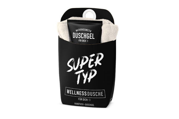 Geschenk-Set Wellness-Dusche "Supertyp" - Duschgel & Handtuch