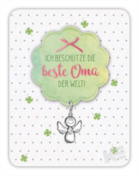 Kärtchen mit Anhänger - Ich beschütze die beste Oma der Welt !