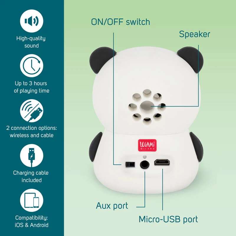 Legami Kabelloser Lautsprecher mit Handy-Halterung - The Sound of Cuteness  - Panda | beekeepers24