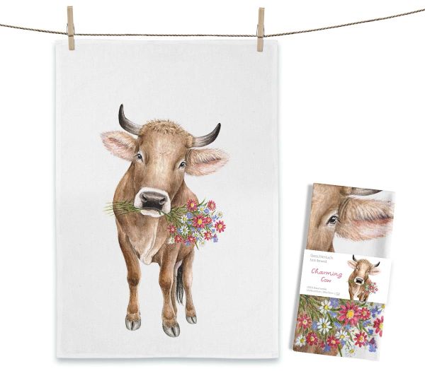 MALUU Geschirrtuch Charming Cow
