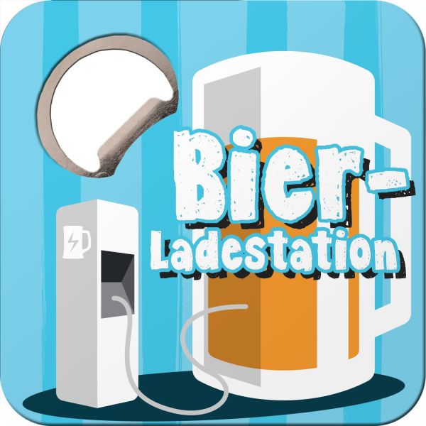 Untersetzer mit Flaschenöffner "Bier-Ladestation"