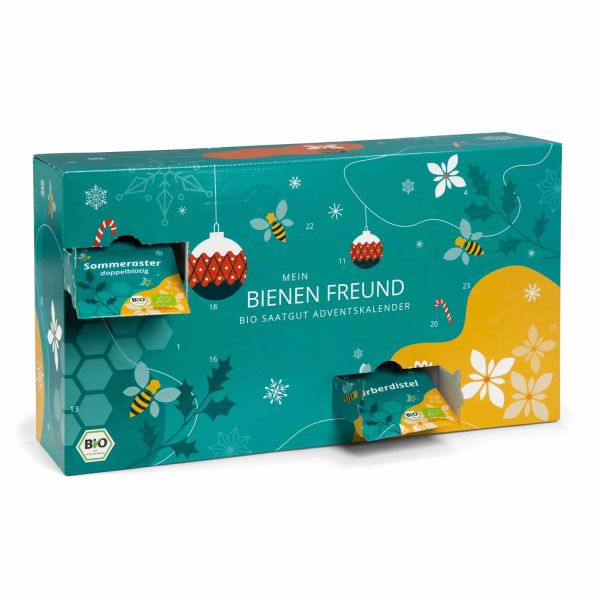 Saatgut Adventskalender "Bienen-Freund" BIO - 24 x Blumen und Kräutersamen - NEU