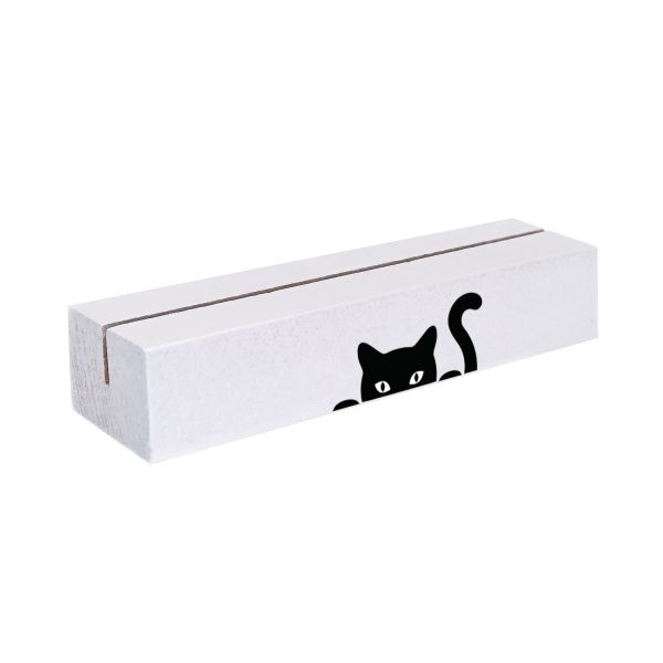 Kartenhalter Holz weiß - Katze