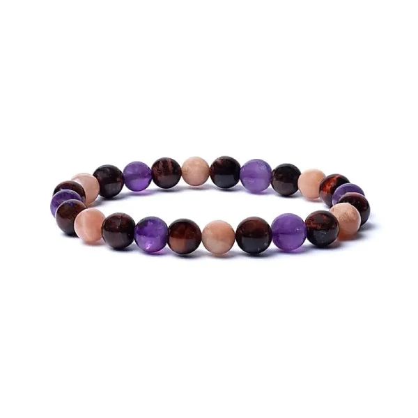 Armband Tigerauge Sonnenstein Amethyst elastisch
