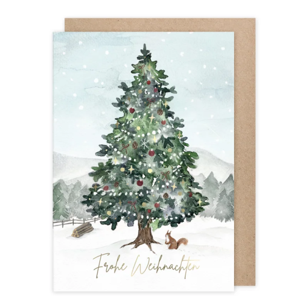 Klappkarte " Tannenbaum mit Eichhörnchen "