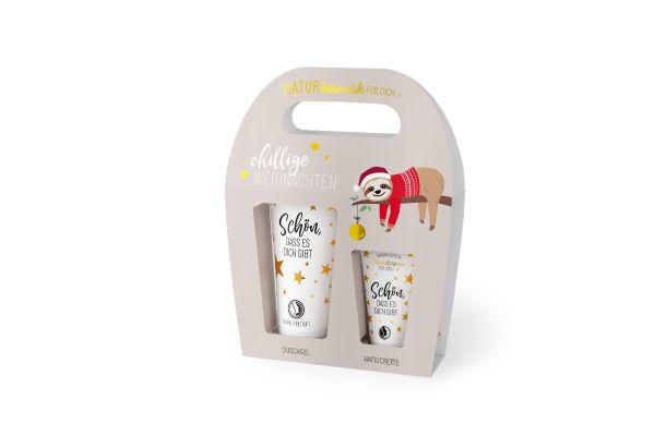 Naturkosmetik-Set Happy Xmas "Faultier" - Duschgel & Handcreme