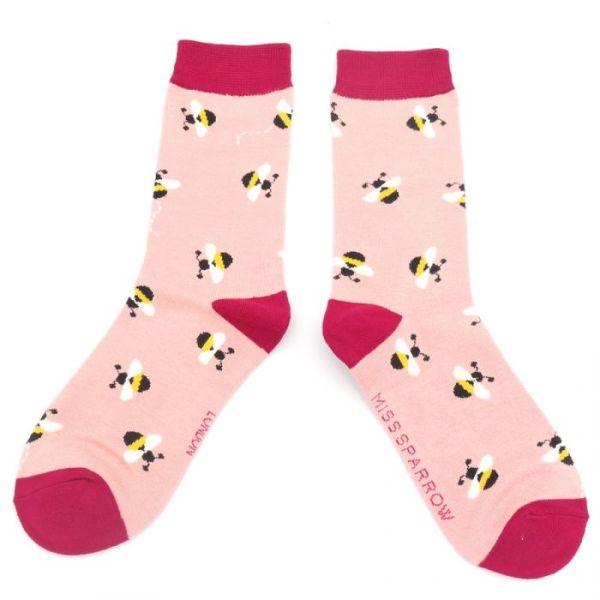 Bambus-Socken mit Bienenmotiv, rosa-pink, Gr. 37-41