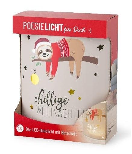 Poesielicht Happy Xmas - Faultier "Chillige Weihnachten"