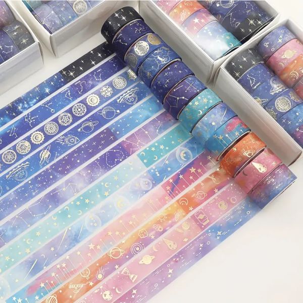 Washi-Tape "Sterne & Planeten", Papierklebeband, 12 Rollen