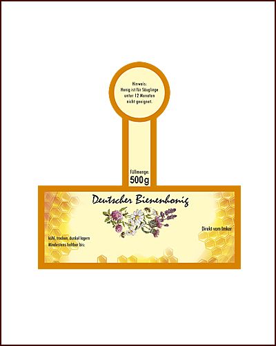 Honigglas-Etikett mit Steg, orange, 500 g, selbstklebend, 100 Stück