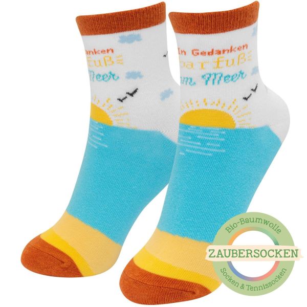 Zaubersocken "In Gedanke barfuß am Meer." Gr. 36-40