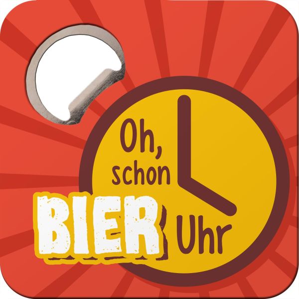 Untersetzer mit Flaschenöffner "OH, schon Bier-Uhr"