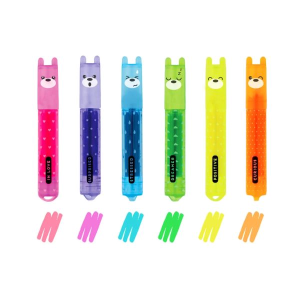 Legami Teddys Mood - Mini Textmarker Set mit 6 Stück
