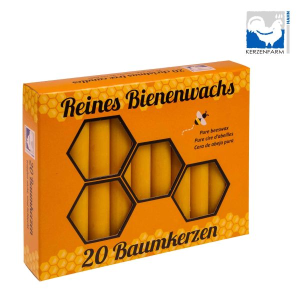 Bienenwachs-Baumkerzen, 20 Stück im Karton