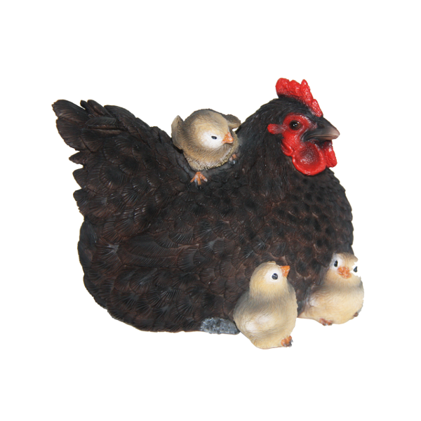 Huhn mit Küken, schwarz