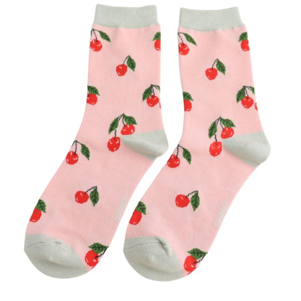Bambus-Socken "Cherries", gelb, Gr. 37-41